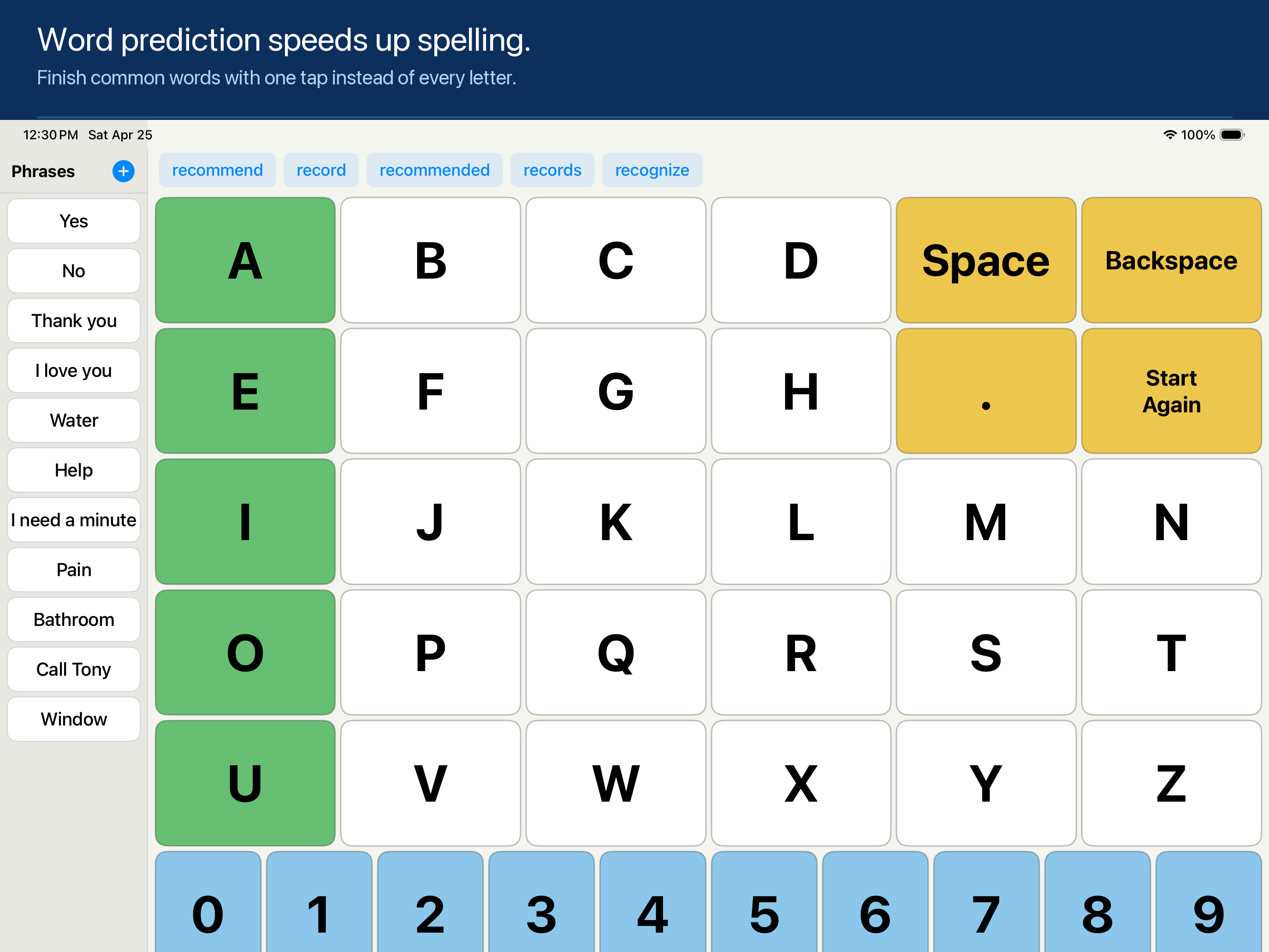 Word prediction in action